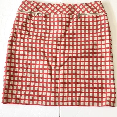 Saia lápis Worth New York xadrez forrada midi tamanho 10 - Imagem 1 de 4