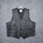 Genuine Leather Vest Mens 3Xl Xxxl Black Waistcoat Button Moto Biker Rock Edgy