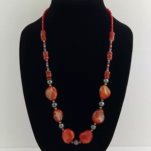 Collar vintage con cáscaras naranjas y cuentas de abulón joyería de moda - Imagen 1 de 4