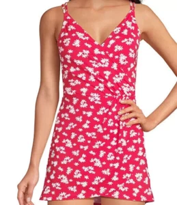 DRAPER JAMES for Lands End RSVP RED FLORAL HALTER SWIM DRESS SIZE MED - Picture 1 of 4