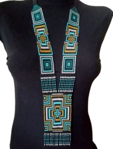 Handmade Necklace Seed Bead Boho Beaded Multi Strand - Picture 1 of 2