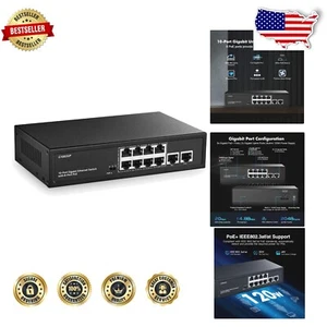 High-Performance 10 Port PoE+ Ethernet Switch with Metal Case - Energy Efficient - Picture 1 of 9