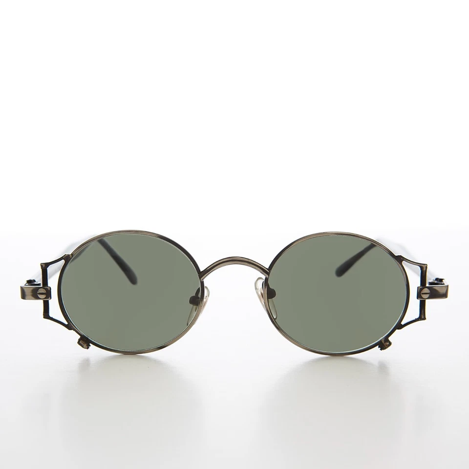 Gunmetal Trendy 90s Vintage Unique Sunglasses - Iona - Image 1 of 3