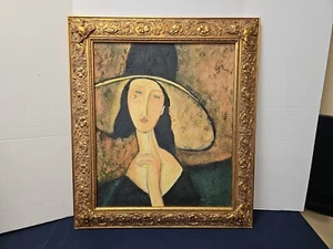 After Amadeo Modiliani Beautiful Painting Reproduction Gold Frame 31" x 27" - Picture 1 of 9