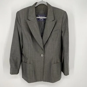 VTG Burberrys Burberry Womens Polyester Silk Single Button Blazer Jacket- Sz 14 - Picture 1 of 7