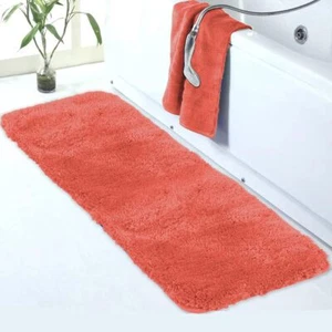 Bathroom Rug,Living Coral,24"x60",Soft,Absorbent Shaggy Microfiber,Non-Slip - Picture 1 of 8
