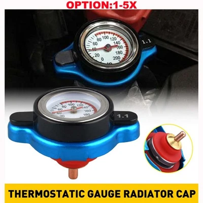 Para Carreras Medidor Termostático Tapa Radiador 1.1 Bar Cabeza Grande Medidor de Temperatura del Agua EE. UU. Foto 1 de 4