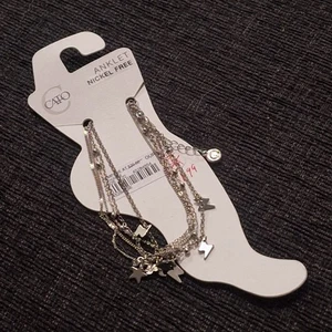 Cato Silber Stern, Mond, Thunderbolt und Herz Charm Fußkette - Bild 1 von 3