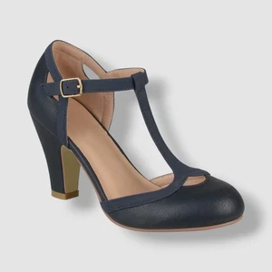 Zapatos de salón Journee para mujer azules con correa en T punta redonda talla 9 - Imagen 1 de 3