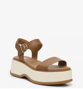 Sorel Dayspring Ankle Strap Platform Wedge Sandal Tan  - New Ret $130 - Picture 1 of 10