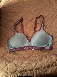 Reflex Size 1X Bra Active Wire Free Blue Purple Women’s Bra Comfort - Picture 1 of 10