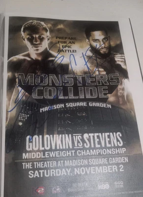 Kit de prensa Gennady Golovkin, Curtis Stevens firmado por ambos luchadores Foto 1 de 3