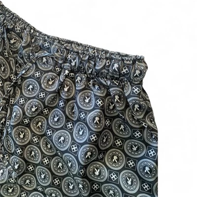 Pijama de salón Hughe Hefner años 90 Playboy para hombre medio satinado estampado de conejito Foto 1 de 4