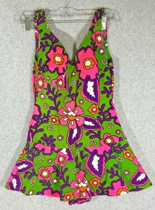 Montgomery Ward Retro Women’s One-Piece Swimsuit Groovy Flower Power XS/S? - Picture 1 of 16