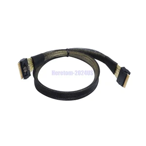 PCIe Slim SAS 4.0 SFF-8654 8i 74pin To SFF-8654 74Pin SAS/SATA Cable 24Gbps 50cm - Picture 1 of 11