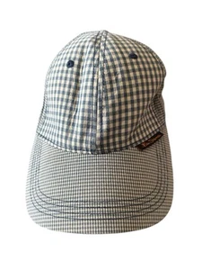 Ben Sherman Gingham Checkered Cream & Baby Blue Adjustable Hat Cap - Picture 1 of 7