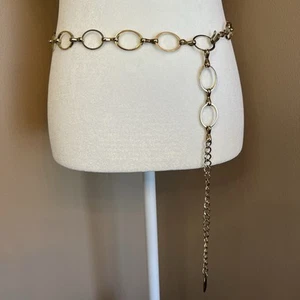 42.5" Gold Toned Chain Oval Ring Belt with Hook Vintage - Picture 1 of 9