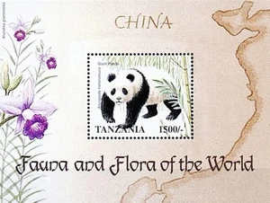 TANSANIA 1998 ANIMALS & FLOWERS S/S MNH ** PANDAS ORCHIDEEN - Bild 1 von 1