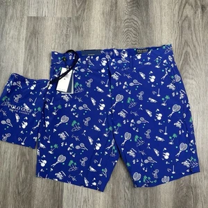 New Polo Golf Ralph Lauren Tailored Fit Shorts Blue 9” Mens Size 36 Print $125 - Picture 1 of 11