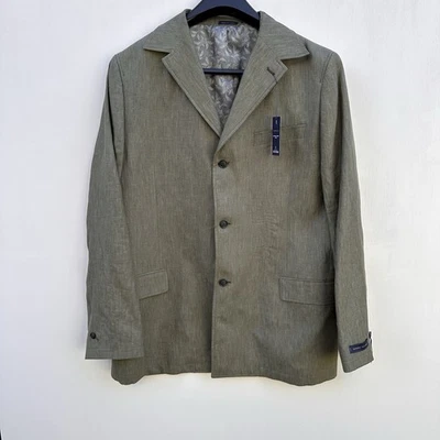 NUEVO Blazer Abrigo Deportivo Stafford 100% Lino Para Hombres 48L Calce Clásico Verde Oliva $180 Foto 1 de 4