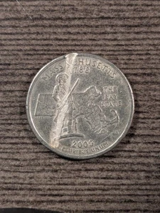 2000-P Massachusetts State Quarter Struck through Error - Picture 1 of 9