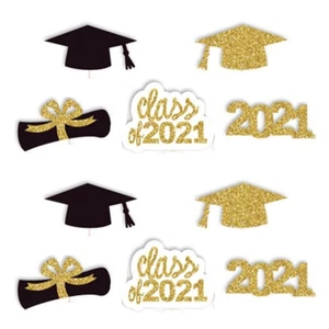 10pcs Glitter Cupcake Toppers Decoration Cake Flags for Graduation Grad - Picture 1 of 6
