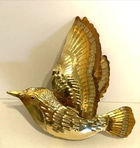 Vintage Wandbild Metall Kolibri MCM goldfarben - Bild 1 von 4