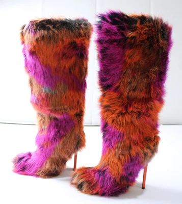 Botas de aguja de piel sintética molestas Azalea Wang para mujer CD4 naranja talla múltiple EE. UU.:5 Foto 1 de 4