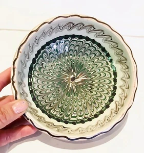 Handmade Casa De FolkLore Signed Ceramic Pottery Dish Ulmet Hill Romania Green - Picture 1 of 7