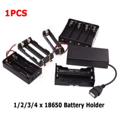 18650 Battery Holder Case 1/2/3/4x Parallel / Series With Wire Battery Box DIY - Image 1 of 4