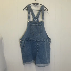 Brandneu Ava + Viv Damen 24 Plus blau Denim Overall Shorts ärmellos Cowgir - Bild 1 von 12
