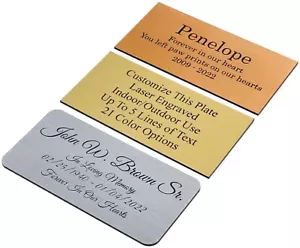 Engraved Plate, Name Tag Personalized Customized Memorial, Urn, Trophy, Acrylic - Picture 1 of 4