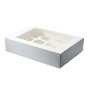 White 12 Cupcake/Muffin Box - 325 x 240 x 75mm - 2 Pack Sizes - Picture 1 of 1