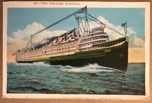 Greater Buffalo Steam Ship WWII USS Sable Vintage Postcard c1920 - Picture 1 of 5