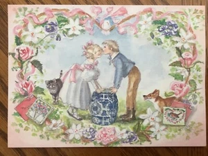 Rare 1987 MINT Vintage Tasha Tudor Valentine Corgi Greeting CARD Richard Kramer - Imagen 1 de 2