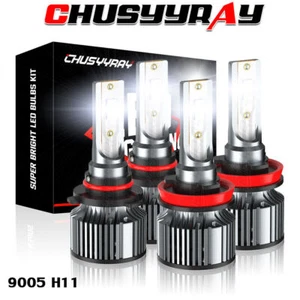 9005 H11 LED Headlight KIT Combo Bulbs 10000K High&Low Beam Super Bright White - Picture 1 of 12