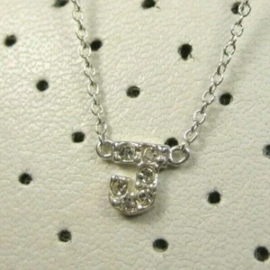 Sterling Silver Rhinestone Word Name Initials J Ball Chain Choker Necklace 16" - Picture 1 of 5