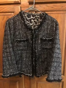 Newport News Black & white fringe jacket size 16 - Picture 1 of 5