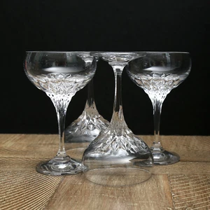 Set 4 bicchieri cristallo piombo vino 5 cordiali vintage taglio diamante calici - Foto 1 di 13