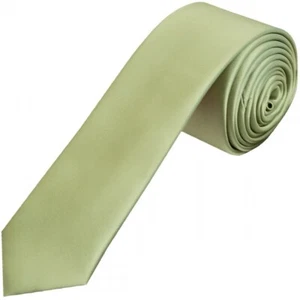 Handmade Plain Sage Green Satin Skinny Mens Tie Wedding Formal Prom Slim Tie - Picture 1 of 4