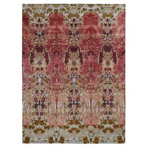 9'x12'3" Red Transitional Art Wool and Silk Hand Knotted Rug R87137