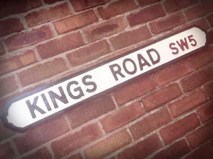 Kings Road Old Fashioned London Street Cartello Chelsea - Foto 1 di 1