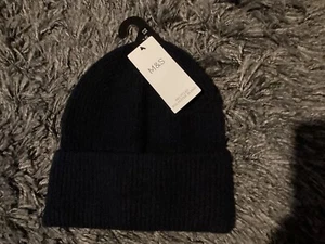 BNWT New Marks & Spencer Navy Blue Beanie Hat For Adults - Recycled Polyester - Picture 1 of 3
