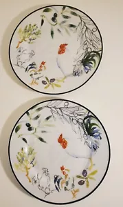 Tabletops Gallery 8" Provence Rooster Salad Dinner Plates Set of Two - Picture 1 of 8
