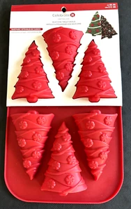 New Celebrate It! Holiday Trees Silicone Treat/Cake/Candy Mold- 6 Cavities - Red - Picture 1 of 10