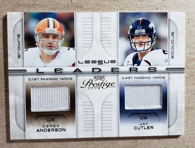 2008 Playoff Prestige Jay Cutler & Derek Anderson Dual Game Used Jersey /250 - Image 1 of 2