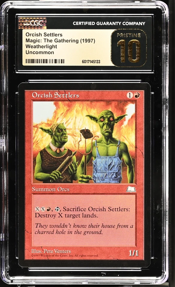 ORCISH SETTLERS Weatherlight CGC 10 Pristine Vintage MTG [Nostalgium] - Image 1 of 2
