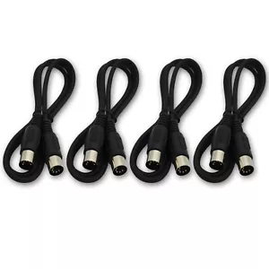 4, MIDI Cable 3 ft Male to Male 5 Pin DIN Plugs RoHS 4 Pack Lot Black 3 Feet New - Picture 1 of 8