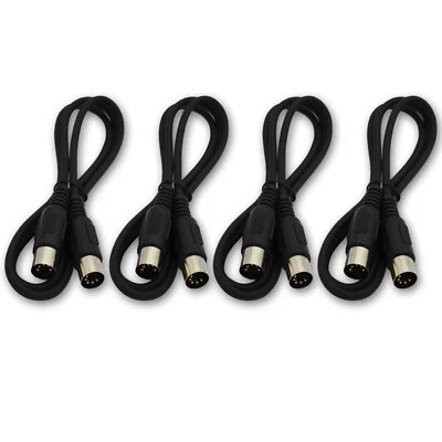4, Cable MIDI 3 pies Macho a Macho 5 Pin Enchufes DIN RoHS Paquete de 4 Lote Negro 3 Pies Nuevo - Imagen 1 de 4
