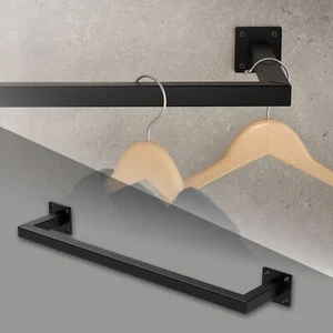 Barra para colgar ropa soporte negro de armario para almacenamiento 60 x 12 cm - Imagen 1 de 9